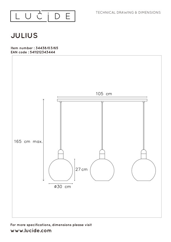 Lucide Julius 3Light Kitchen Island Globe Pendant Wayfair.ie